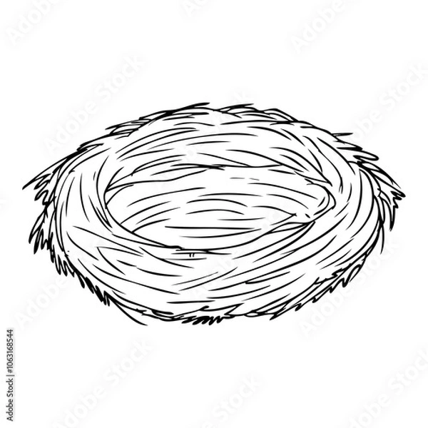 Obraz bird nest line vector illustration