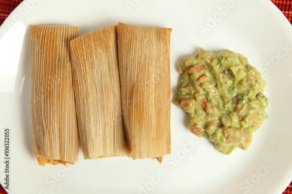 Obraz Chicken, cheese and pork tamales