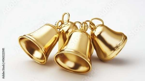 Obraz Gold bells 3d isolated on white background