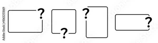 Fototapeta Set of empty question frame. Border with black question mark in minimalistic style.