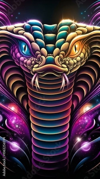 Obraz Neon color cobra's face.