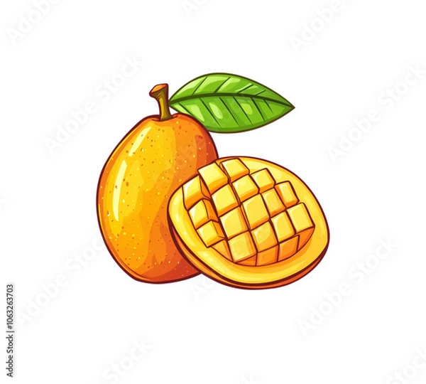 Fototapeta Mango with leaf 