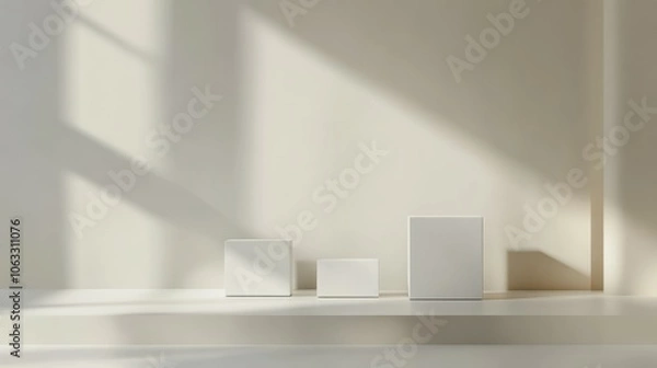 Fototapeta Empty scene with object placement for packaging presentation.