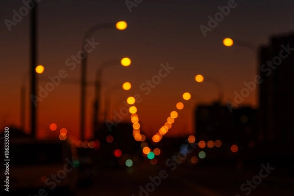 Obraz abstract background. blurred lights night
