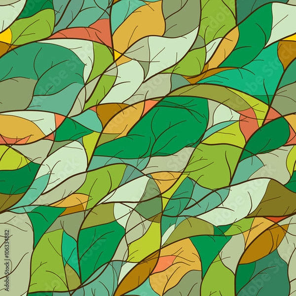 Fototapeta Bright mosaic pattern with branch silhouettes
