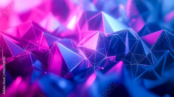 Fototapeta Abstract 3D Geometric Shapes in Neon