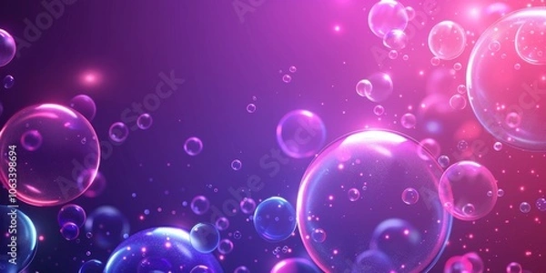 Fototapeta Neon banner background with bubbles. Outline neon with inclined bubble frame. background with bubbles