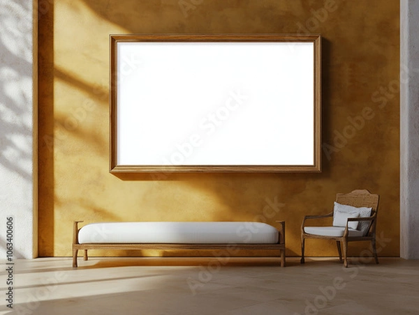 Fototapeta Aesthetic Clean Graphic White Blank Photo Frame Mockup template with Minimalist Decoration