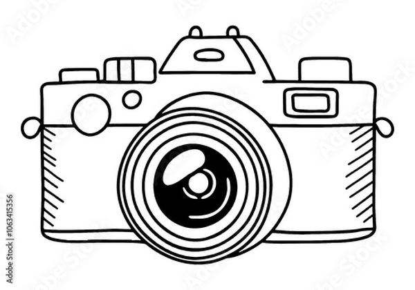 Obraz デジタル一眼レフカメラのシンプルな線画イラスト　透過背景の切り抜き