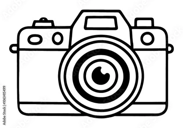 Obraz デジタル一眼レフカメラのシンプルな線画イラスト　透過背景の切り抜き
