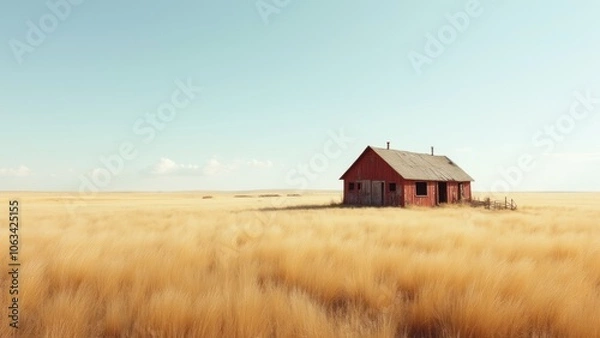 Fototapeta An old house in the middle of a field