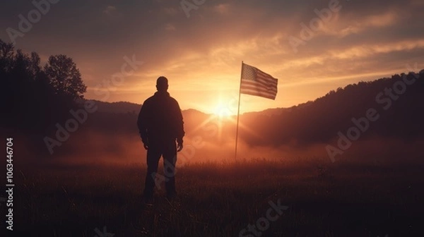 Fototapeta Statue of Liberty standing tall with a vibrant American flag waving behind her set against a clear sky capturing patriotism and strength