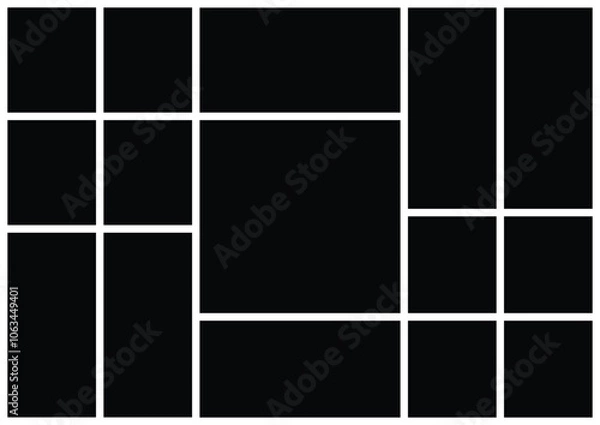 Fototapeta Collage for picture mod board and portfolio presentation. Background texture and tiles for photo album.