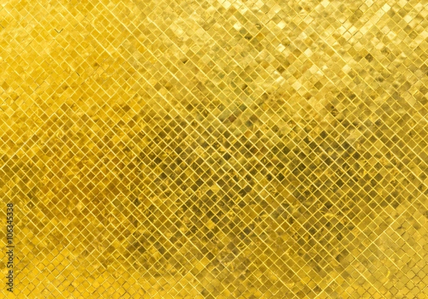 Fototapeta Luxury Shiny Golden Tone Rectangle Tile Glass Pattern Mosaic Background Texture