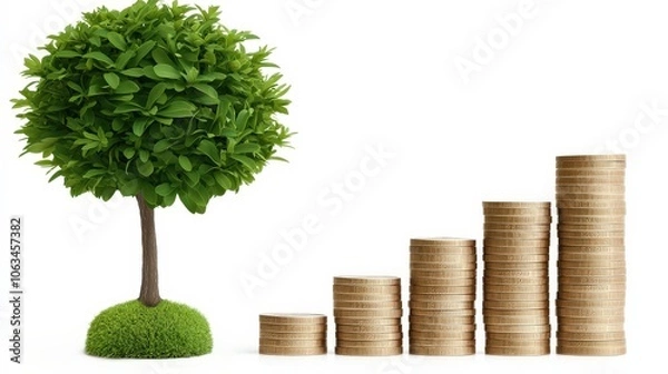 Fototapeta Layered bar graph showing financial growth over time, gradual wealth building, long-term vision