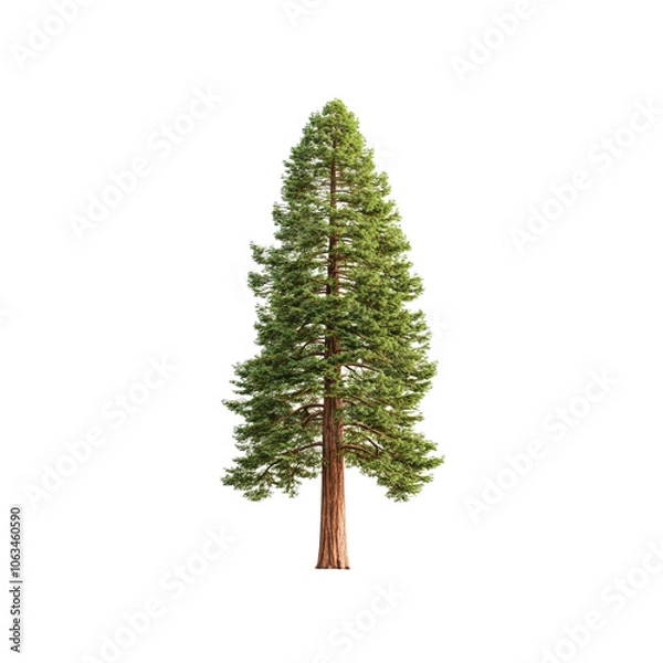 Obraz Tall Redwood Tree Isolated on White Background