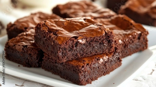 Obraz Delicious chocolate brownie recipe perfect for dessert lovers. This chocolate brownie captures the rich flavor and fudgy texture, ideal for any occasion, with space for additional content.