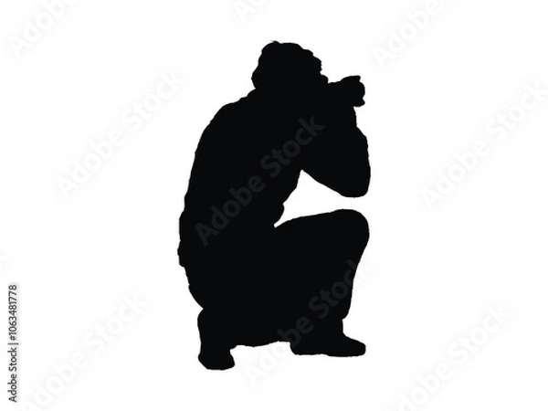 Obraz Man with a camera on white background highly detailed.
