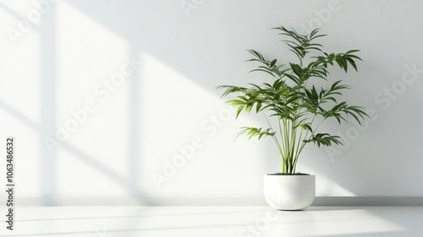 Fototapeta Interior plant mock-up template with a clean white fill background allows for versatile design applications, ideal for presenting your interior plant concepts in an appealing manner.