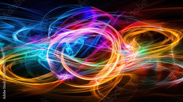 Fototapeta Vibrant abstract background featuring colorful light trails and swirling patterns, creating dynamic and energetic visual experience. Perfect for creative projects and digital art