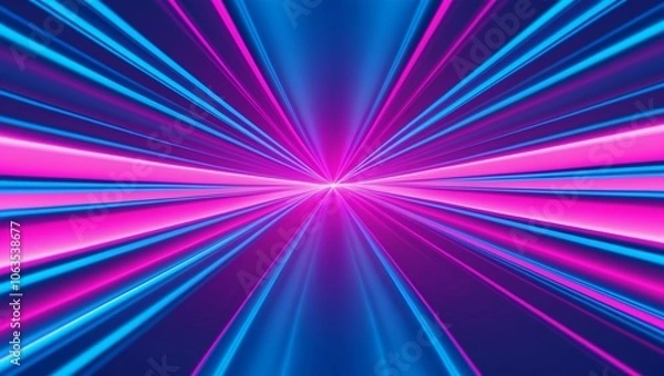 Fototapeta Bright blue to neon pink flat gradient with seamless color blend in center. Created with generative AI technology