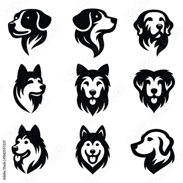 Fototapeta Charming Dog Set Vector Silhouette Design