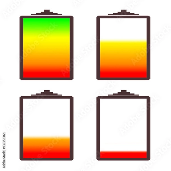 Fototapeta battery charge levels illustration with white background