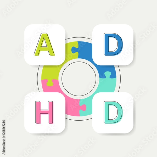 Obraz Vector infographic ADHD puzzle pie chart diagram