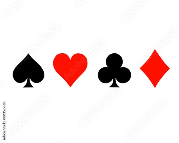 Obraz Symbols of playing cards or gambling cards. The symbols are red and black.