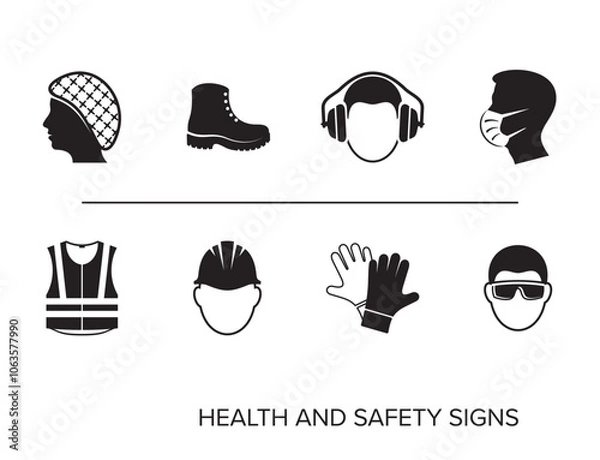 Obraz Black vector mandatory health and safety signs