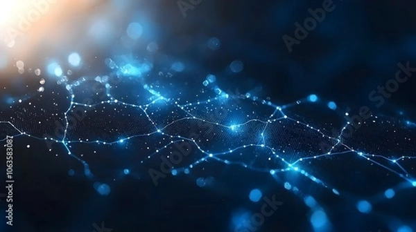 Fototapeta Abstract digital network with glowing blue connections