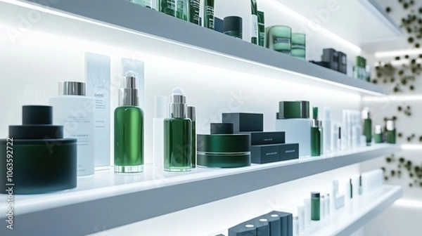 Obraz The Elegant Green Cosmetic Display