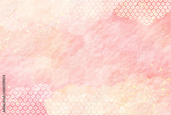 Fototapeta 春・新春　ピンクの和柄 和紙の背景　鹿の子	