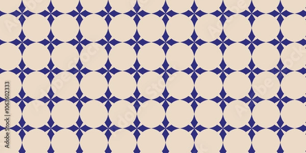 Obraz Seamless pattern with cool blue motif on cream background