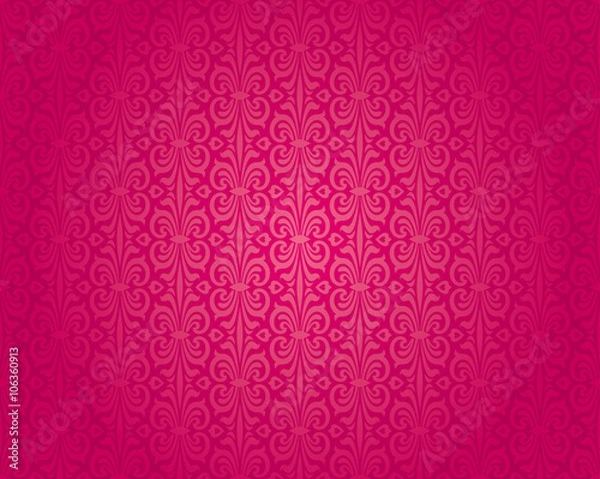 Fototapeta Retro red vintage wallpaper pattern vector seamless background design