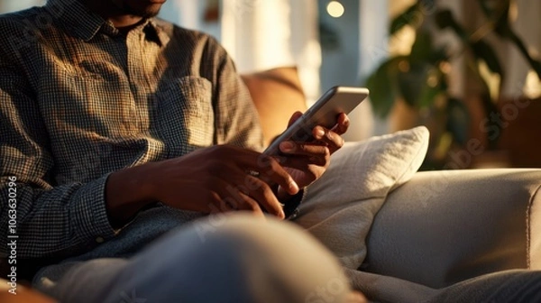 Obraz The Man Using Smartphone Comfortably