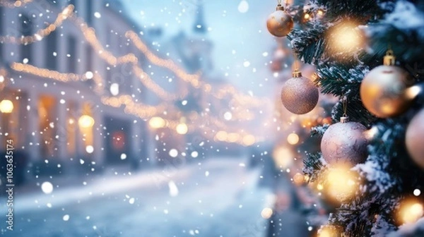 Fototapeta Selective focus on Light bulbs and bokeh background with effect filter, Abstract background, vintage tone at night light festival.