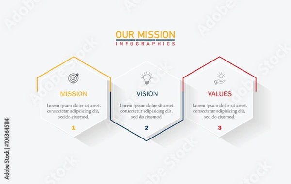 Fototapeta Mission, vision, values, graphic design template. eps 10 on white background	