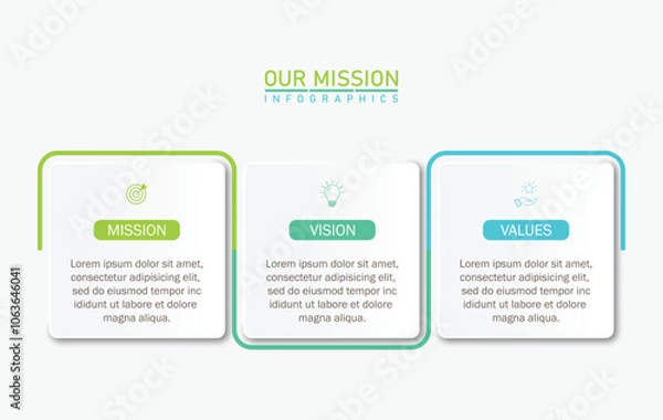 Fototapeta Mission, vision, values, graphic design template. eps 10 on white background	