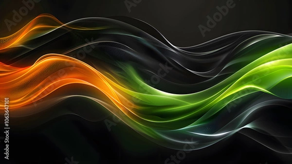 Obraz abstract orange and green wave on the dark background