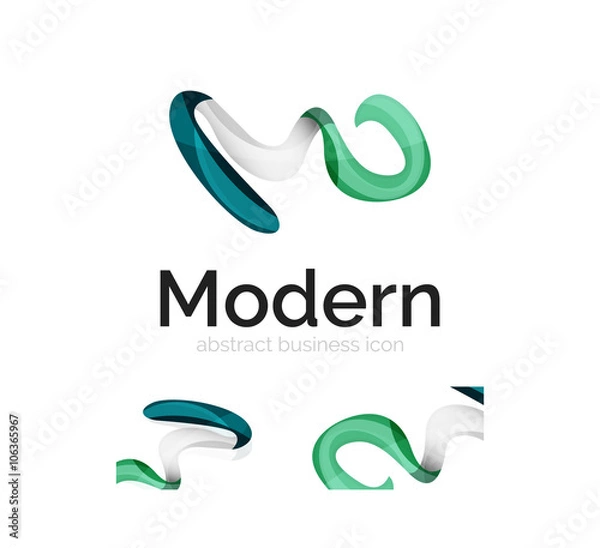 Obraz Vector abstract ribbon logo with business card identity design