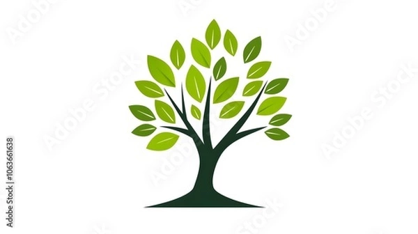 Obraz Minimalist Tree Icon Symbolizing Nature and Sustainability on White Background