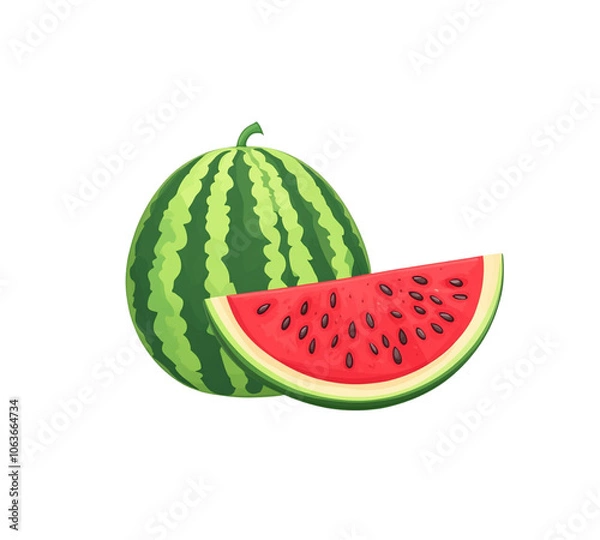 Fototapeta  watermelon with a slice of watermelon