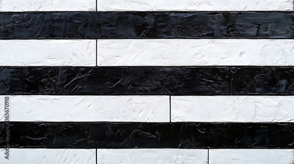 Obraz A minimalist background with alternating black and white horizontal lines, creating a balanced, high-contrast pattern with a modern aesthetic 
