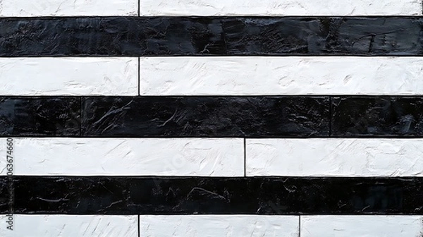 Fototapeta A minimalist background with alternating black and white horizontal lines, creating a balanced, high-contrast pattern with a modern aesthetic
