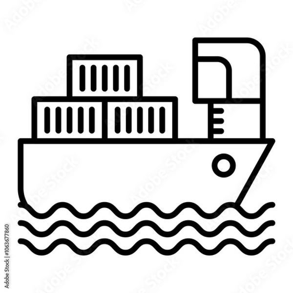 Obraz  Cargo ship icon, outline vector illustration