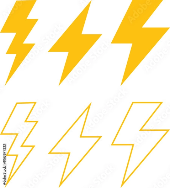Fototapeta flash lightning bolt icon set. flash thunder power icon. Electric symbols set. Electric lightning symbols. Flash light sign. Electric vector icons, Bolt lightning flash icons