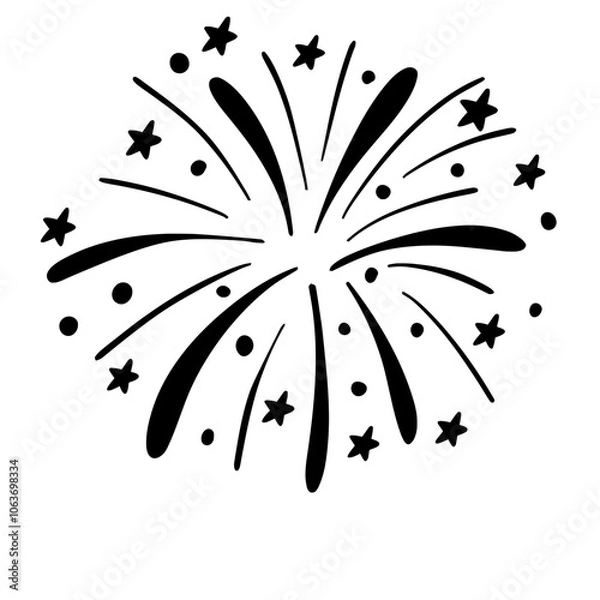 Fototapeta Hand drawn fireworks doodle outline