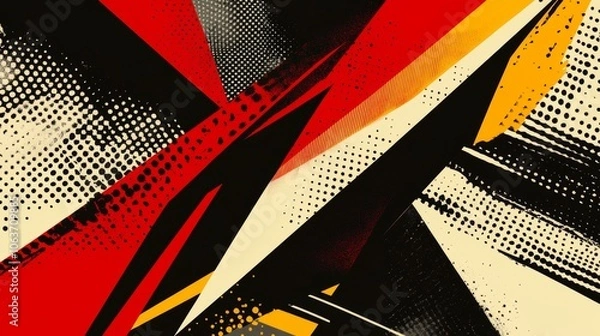 Fototapeta Abstract geometric pattern with halftone stripes, capturing the dynamic feel of extreme sports and urban styles.