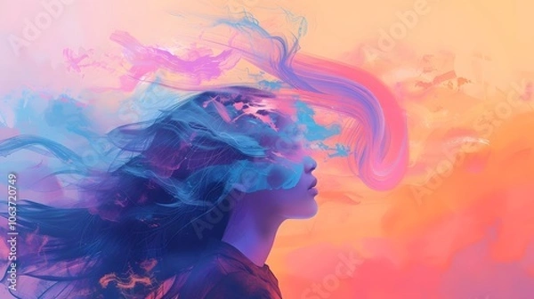 Fototapeta Vibrant Surreal Abstract Digital Dreamscape with Fluid Ethereal Motions